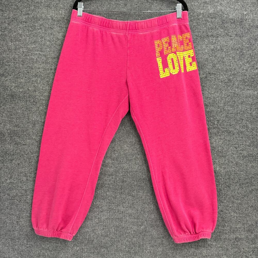 Victorias Secret PINK Y2K Cropped Jogger Sweatpants Womens L Spellout Bling